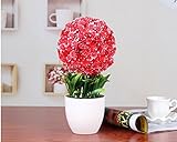 1pc Welcoming Pineエミュレート盆栽人工花フェイクグリーンポット植物 One Size レッド 552176282737-4