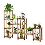 リビングルームベッドルームキッチンの棚 多段木製フラワー/プラントラック/棚プラント用鉢植えプラント用鉢棚ラックスタンド木製ガーデン用収納棚屋外/屋内用バルコニー居間オフィスガーデン、ブラウン160x