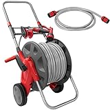 ミナト ホースリール 《内径12mmホース×50m巻き＋多機能ノズル付きセット》 GHL-5012