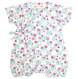 甚平 ロンパース ベビー 新生児 女の子 綿100% 日本製生地 グレコ うさぎ/青-9753 50-60cm