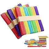 Amandakasa 木製 アイス棒 工作 50本入り アイススティック棒 アイスキャンディー棒 製氷ツール カラフル DIY 木材スティック いろんな芸術品や作品を作り用に アイススティック棒 スティック棒 製菓用品