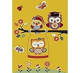 Modern Contemporary Yellow Owl Multicolored Design Rug For Boys Girls Children and Kids - 3'11 x 5'7