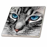 Doreen Erhardt Cats – Beautiful Close UpシルバーTabby Cat Face withゴージャスな青い目。 – タイル 4" ct_172990_1