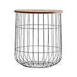 エア・リゾーム バスケット 収納 かご ふた付き サイドテーブル おしゃれ ワイヤーバスケットテーブル BASQUE(バスク) ブラック×ブラウン