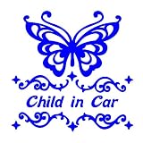 デザイン工房ＳＩＧＮＳ 車ステッカー Child in car 3 綺麗にはがせる 車 ステッカー 蝶 チョウ ブルー