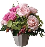 Azurosa(アズローザ) プリザーブドフラワー アレンジメント ギフト ナチュラルオールドローズ アジサイ ピンク アレンジ