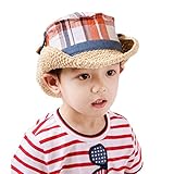 HONEY BLOSSOM キッズ & ベビー チェック柄 コットン ハット 子ども用 ペーパー素材 クロッシェ m127 orange