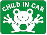 imoninn CHILD in car ステッカー　【マグネットタイプ】　No.22　カエルさん　（緑色）