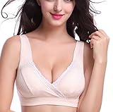 Aivtalkレディースワイヤレスレーストリムマタニティ授乳ブラ授乳下着 US サイズ: 3L カラー: ベージュ