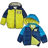 (グリーン/95cm)ベビー服 男の子 アウター フルジップ ジャケット 中綿 着脱式フード 配色切替 箔プリントワッペン 男児 ベビー