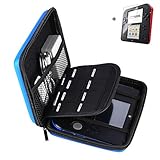 AKWOX 2DSケース 交換用ハードトラベル保護キャリーケース 2DS用 + 2パック (4個) HDクリアPETフィルムスクリーンプロテクター 2DSトップとボトムスクリーン用 (ブルー)