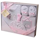 BabyPrem Baby Gift Set 0 - 3 Months - Bodysuit, Hat, Bootees and Photo Album - Pink, Blue, Cream, Le