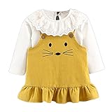 Cutelove　ニットシャツ+吊りスカート2点セット　ニットウェア　ネズミ柄　ロングスリーブ　長袖　吊りワンピース　綿　女の子　ベビー　ガールズ　赤ちゃん　幼児　春　秋　可愛い　ファッション　素敵　