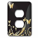 3dRose lsp_217992_6 Gold Butterflies and Flourishes On A Two-Tone Charcoal Background - 2 Plug Outle