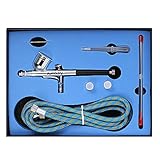 KKmoon エアブラシキット スプレーガン エアブラシセット 口径0.25〜0.3mm デュアルアクションエアブラシ 化粧 ボディーペイント 工芸品 ケーキ装飾 おもちゃモデル用