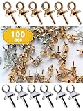 【Crystal Drop】ヒートン 真鍮 挿入式 4x8mm ゴールド50個 シルバー50個 計100個 アクセサリーパーツ ハンドメイド 手芸 金具 DIY クリスタルドロップ