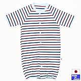 ★日本製★天竺ボーダー七分袖ツーウェイオール　５０－６０ｃｍ　日本製　綿１００％　トリコロールカラー　新生児　春　夏