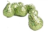 工場直接クラフト® 8 PieceのコレクションGlitzyグリーンGlittered人工Pears For Holidayと季節の装飾