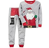 COCO1YA(ココイチヤ) クリスマス サンタ 衣装 ルームウェア キッズ　長袖パジャマ 幼児服 ベビー服 キッズ服 ボーイズ 男の子 あったか　保温 保育園 プレゼント 二点セット グレー