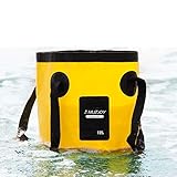 折りたたみバケツ 釣り 洗車 洗濯 キャンプ 旅行 コンパクト 持ち運び 大容量12L 20L 防水 3色 (イエロー, 12L)