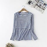 KLUMA　Tシャツ　レデイース　授乳服　マタニティ　授乳口　長袖　すっきりネックライン　授乳トップス　マタニティウェア　柔らかコットン　縞模様