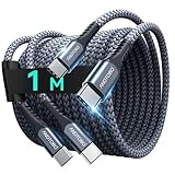 USB Cケーブル【2本セット】ANDTOBO PD対応 60W急速充電 タイプc ケーブル 高耐久ナイロン iPhone 16 充電ケーブル、iPhone 15 充電ケーブル MacbookPro、iPad Pro/Air、Galaxy、Sony、Pixel等Type C機種対応 (1M+1M)