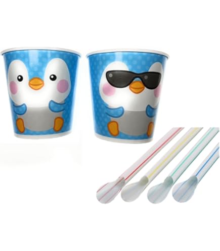 Amazon | かき氷カップ 紙コップ 14オンス 403ml オカメペンギン 50個