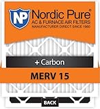 Nordic Pure 16x25x5HM15+C-1 Honeywell Replacement MERV 15 Plus Carbon AC Furnace Air Filters Qty 1 [