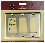 Baldwin 4740050 Triple漏電遮断器ベベルエッジスイッチプレート、アンティーク真鍮