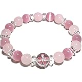 桜彫のブレスレット 桜彫ピンク水晶/10ミリ ローズクォーツ/8ミリ ピンクキャッツアイ/8ミリ 天然石パワーストーンブレスレット【プレゼント用ギフトボックス付き】厄除け 守護 身体能力上昇 勝運up 災から身を守る 事故防止 安全 旅のお守り 幸運