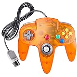 miadore クラシック N64 コントローラー ジョイスティック リモート N64 ビデオゲームシステム N64コンソール用 クリアオレンジ