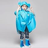 S&C Live　レインコート　キッズ　子供用　レインコートポチョン型　かわいいミッキマウス耳付　通学用　大雨対策グッズ　男女兼用＃160073 (S（身長80～100）, ブルー)