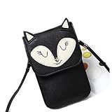 ガールズ ポーチ スマホ 小銭/鍵/小物入れ お財布バッグ ストラップ付き レディースバッグ ガールズ 多機能 2WAY 斜め掛け 可調整ミニショルダーバッグ (ブラック)