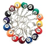Vrttlkkfe カラフルなビリヤードボールキーホルダーセット16個、ミニマジックキーホルダーボールエイトボールビリヤードビリヤードチェーンアクセサリー