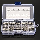 100個 ヒューズ 5x20 mmガラス管キットキット0.5 Aガラスヒューズ30A収納ボックス付きヒューズ ガラス管　ヒューズ管