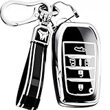 JUNSKY アルファード ヴェルファイア 40系 ノア 新型 ヴォクシー 90系 シエンタ トヨタ適合 スマートキーケース キーカバー お洒落 キズ防止 アルファード キーホルダー (光沢, ブラック／プラチナ)