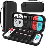 HEYSTOP 【Switch ケース /Switch 有機elモデル対応】Switch 有機el ケース 保護ケース 8枚ゲームカード収納 EVA素材 防塵 防汚 防水 耐衝撃 全面保護型 持ち運び便利 大容量 収納バッグ ブラック　バレンタインデー プレゼント