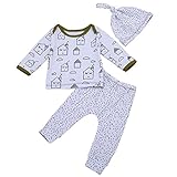 (マイコ)MAIKOベビー服 Tシャツ ＆ロングパンツ 帽子 上下3点セット パジャマ キッズ 長袖 出産祝い セットアップ 春秋冬 繋ぎ 肌着 ボディスーツ 男女兼用 ユニセックス 0-24ヶ月