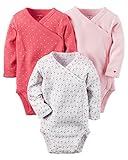 carter's　カーターズ ボディスーツ　3枚　サイドスナップ　セット　ロンパース　ベビー服 カバーオール　肌着 (6Ｍ（6ヶ月）, ハート/ピンク)