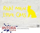 JINTORA ステッカー/カーステッカー - REAL MEN LOVE CATS - リアルメンズラブキャッツ - 139mm x55mm - JDM/Die cut - 車/ウィンドウ/ラップト