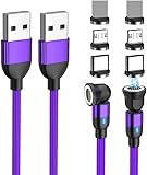 マグネット-充電ケーブル 5ピン 3A急速充電+データ通信 Type-C-充電ケーブル 充電コード 2本セット 540度回転 磁石 Type-C + USB-B 片手操作 (0.5m*2)
