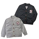 ベビー服 男の子 カーディガン 長袖 フォーマル エンブレム装飾 男児 ベビー (1.グレー/90cm)
