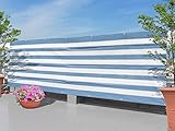 GROOVY OUTSTYLE バルコニーシェード 360×100cm ブルー ベランダ シェード 日よけ 目隠し オーニング シート プライバシー UVカット 簡単設置 カット可能 ハトメ 12個 