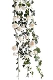 Lumierechat バラ 薔薇 ローズ 造花 シルクフラワー フラワー ガーランド ピンク レッド ホワイト イベント 装飾 デコレーション a-8096 (ホワイト, 1.8m)