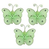 ナイロンButterflies Decor Wire – Hanging Miniメッシュオーガンジーのバタフライ装飾ウェディングパーティーテーブル散布スクラップブッククラフトカード女の子寝室赤ちゃん