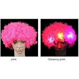 ユニセックスファッションLED Rainbow Clown Curlyウィッグハロウィンクリスマス感謝祭のマルチカラーディスコダンサーコスプレ One Size ピンク Alician