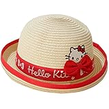 【本体綿100％】2017年 夏物 HELLO KITTY ハローキティ ペーパーハット 帽子 麦わら レッド◇50cm