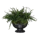 エレガントな人工花柄Fern Leaves Centerpieceボウル| Greenery Urnブラックセラミック