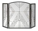 万能薬製品15190 Wrightガラス3-panel暖炉画面、アンティークアイアン