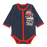 ( チャックル ) chuckle バス柄 長袖 前開き ロンパース ネイビー 60cm P2321-60-32